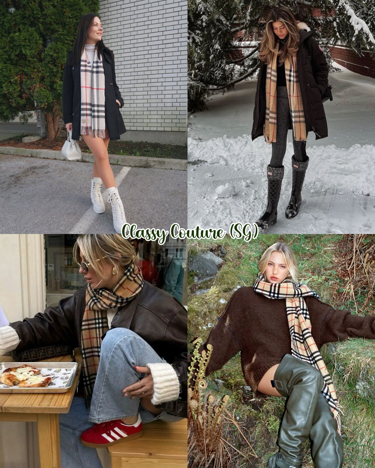 BBR Fringed Check Cashmere Scarf (168 x 30cm / 66.1 x 11.8in)