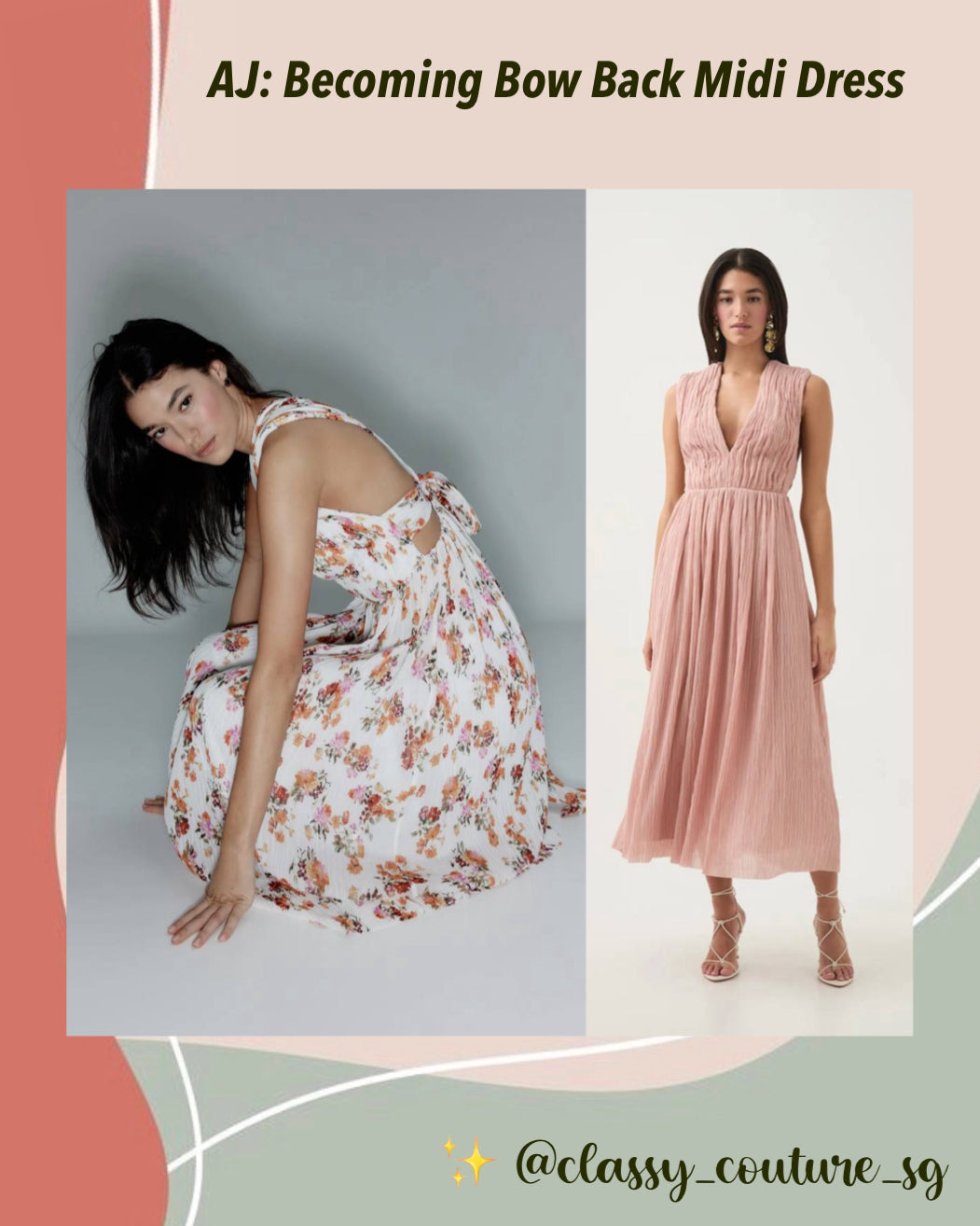 AJ Becoming Bow Back Chiffon Midi Dress