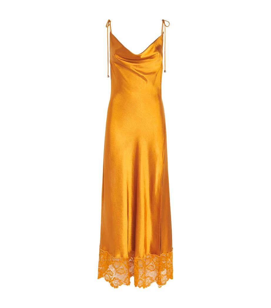 SP Burnt Orange Satin Midi Dress