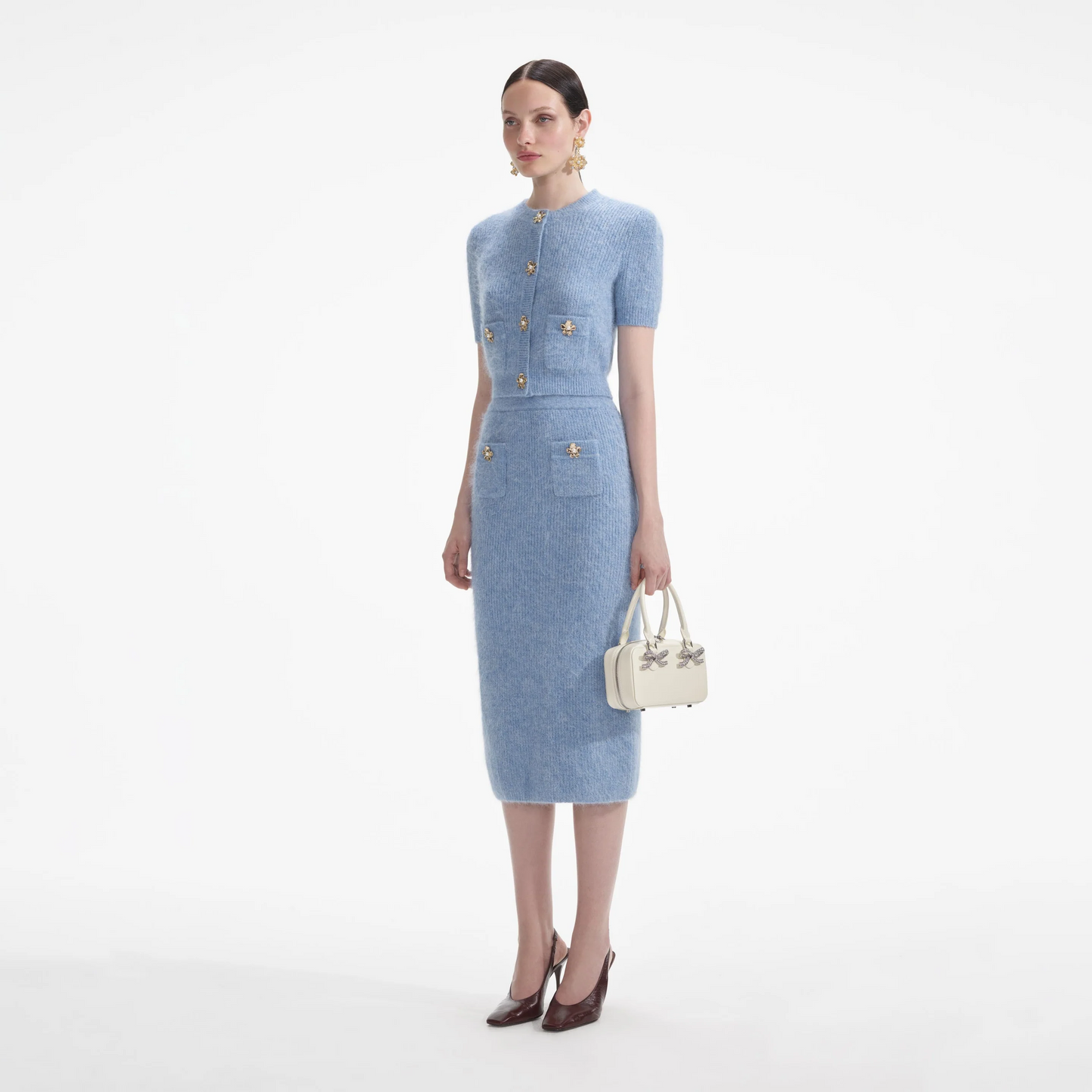 SP Blue Soft Knit Top | Midi Skirt | Set