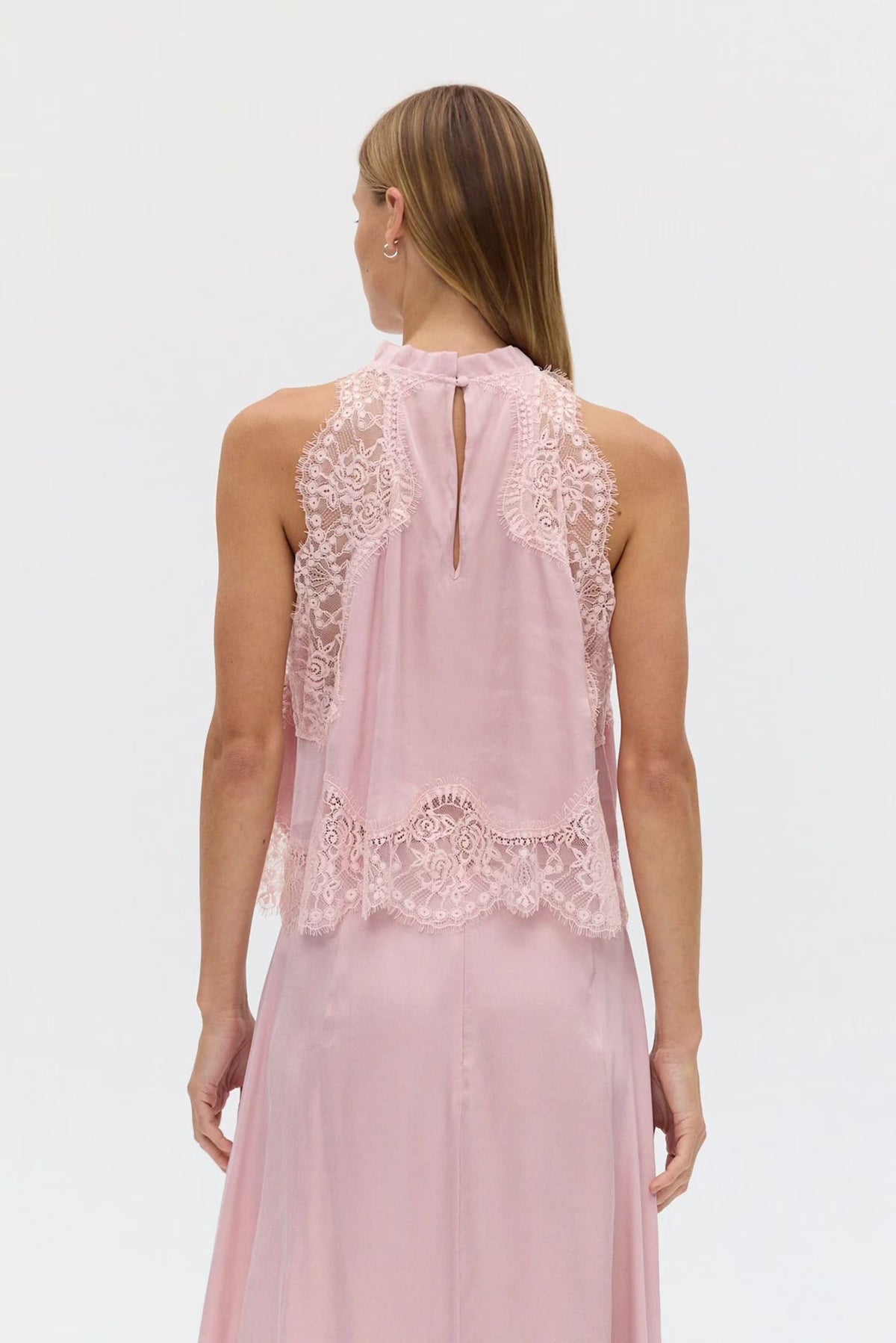 TF Visions Lace Crop Top | Handkerchief Midi Skirt | Cupro-rayon Satin Set