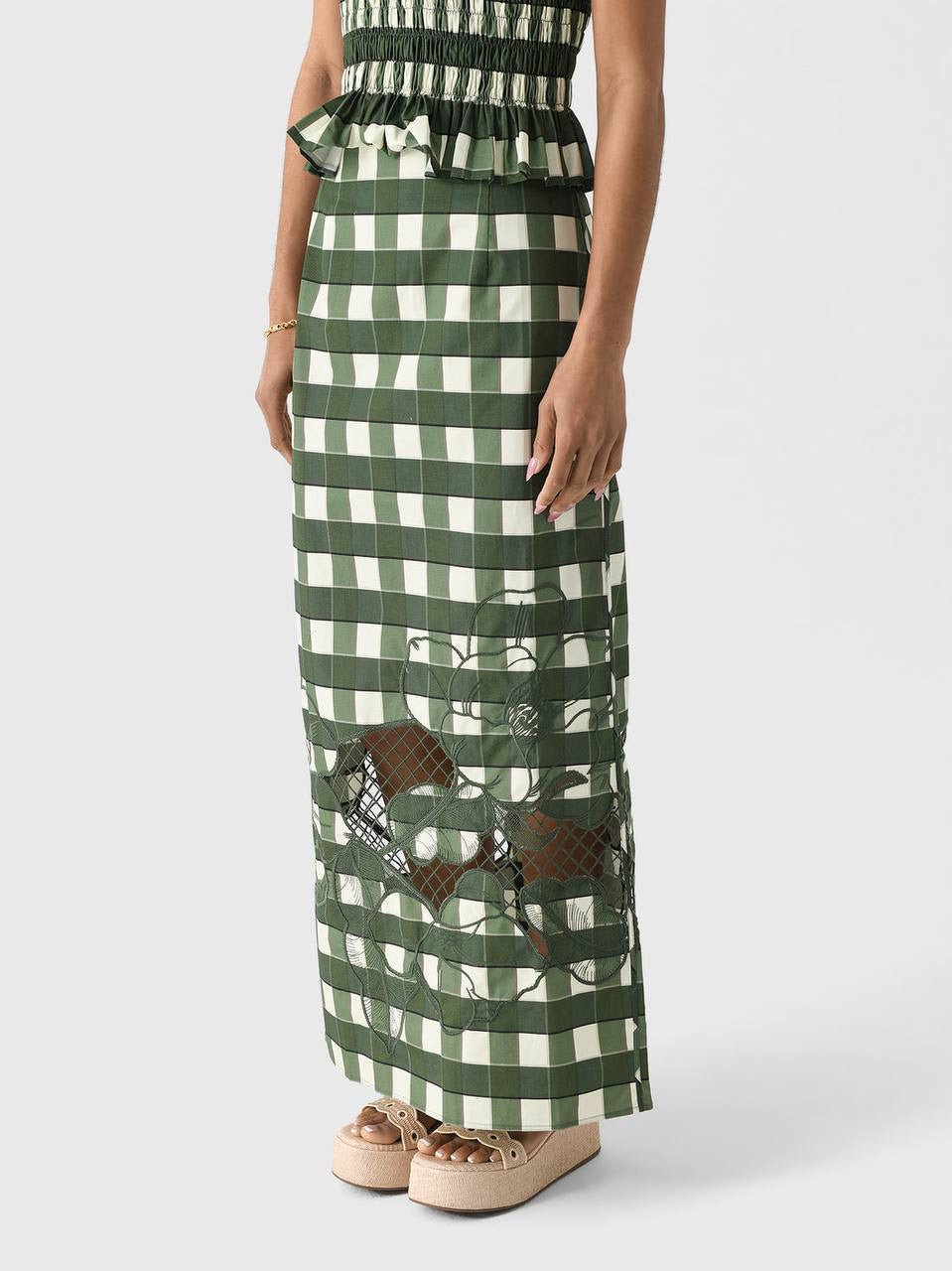 CLE Celeste Shirred Top | Esme Embroidered Midi Skirt | Cotton Set