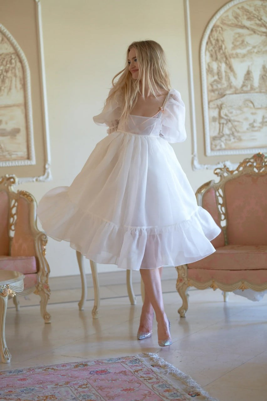 SK French Puff Midi Dress