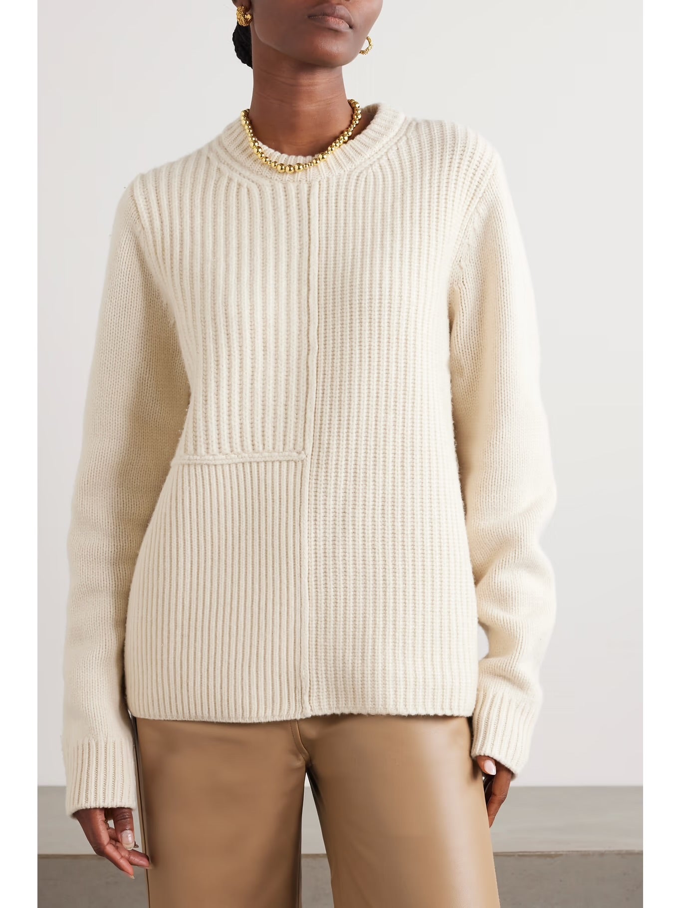 Tot Panelled Ribbed Wool Sweater Pullover