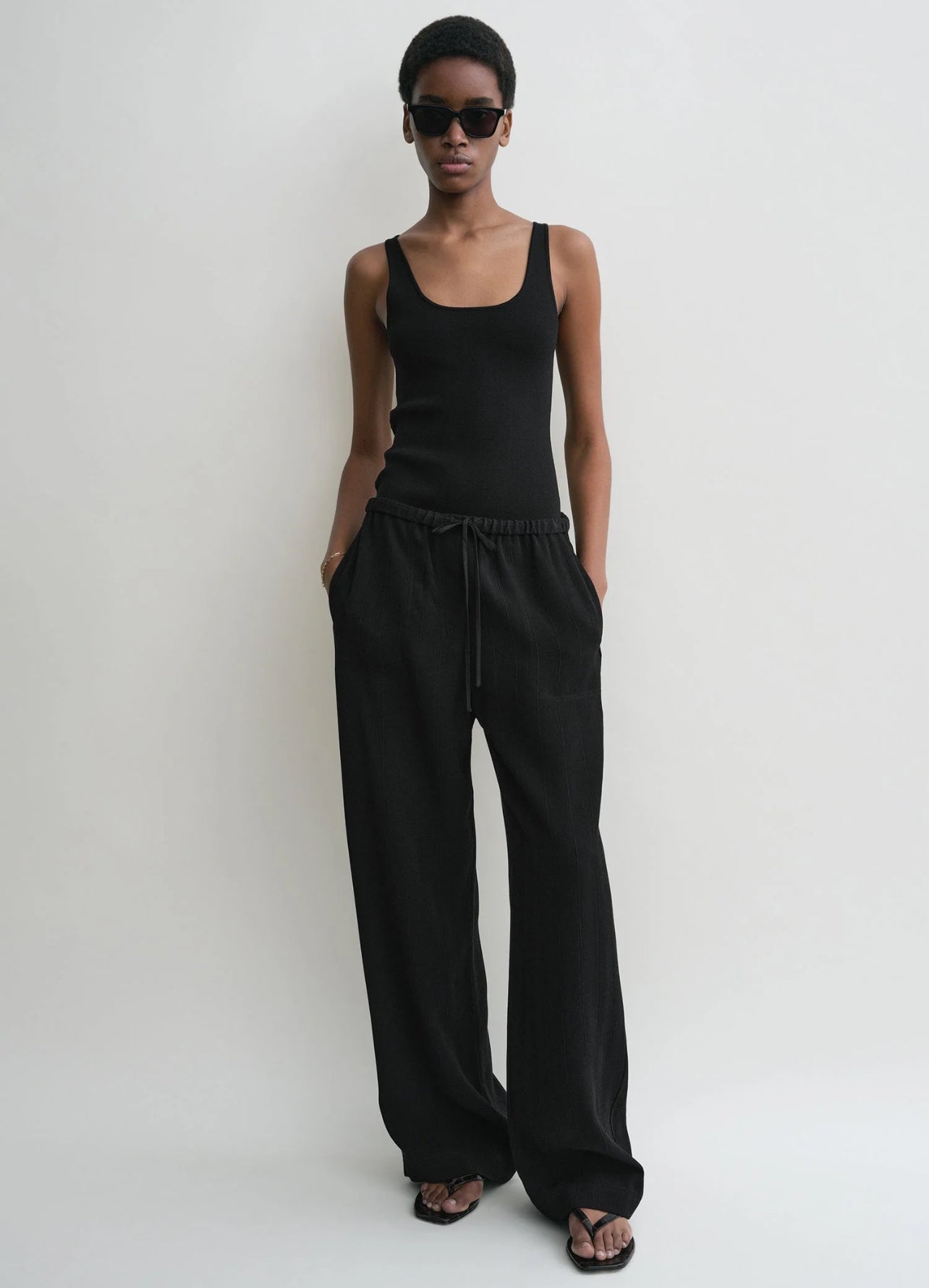 Tot Woven Stripe Top | Pants | Viscose-Linen Set