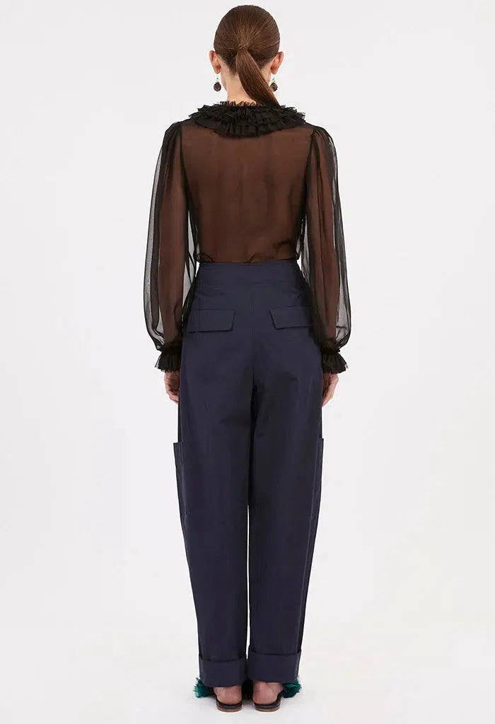 UJ Nicola Silk Chiffon Long Sleeve Blouse Top