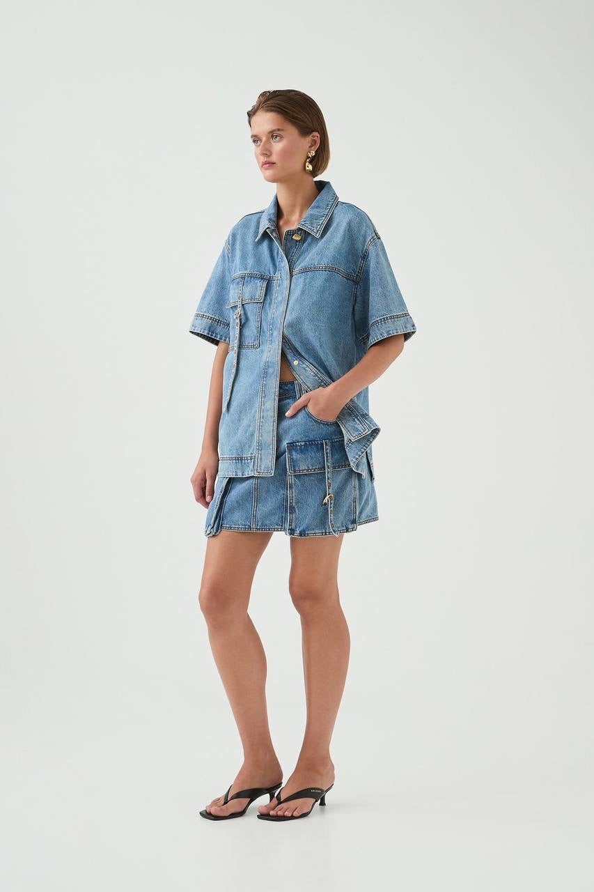 AJ Juno Denim Shirt | Micro Mini Skirt | Set