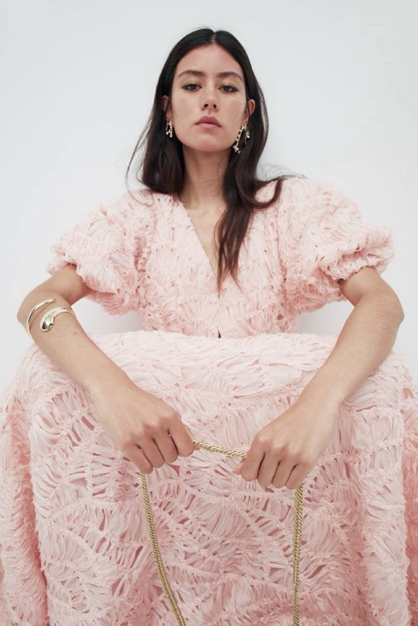 AJ Florential Textured Midi Dress