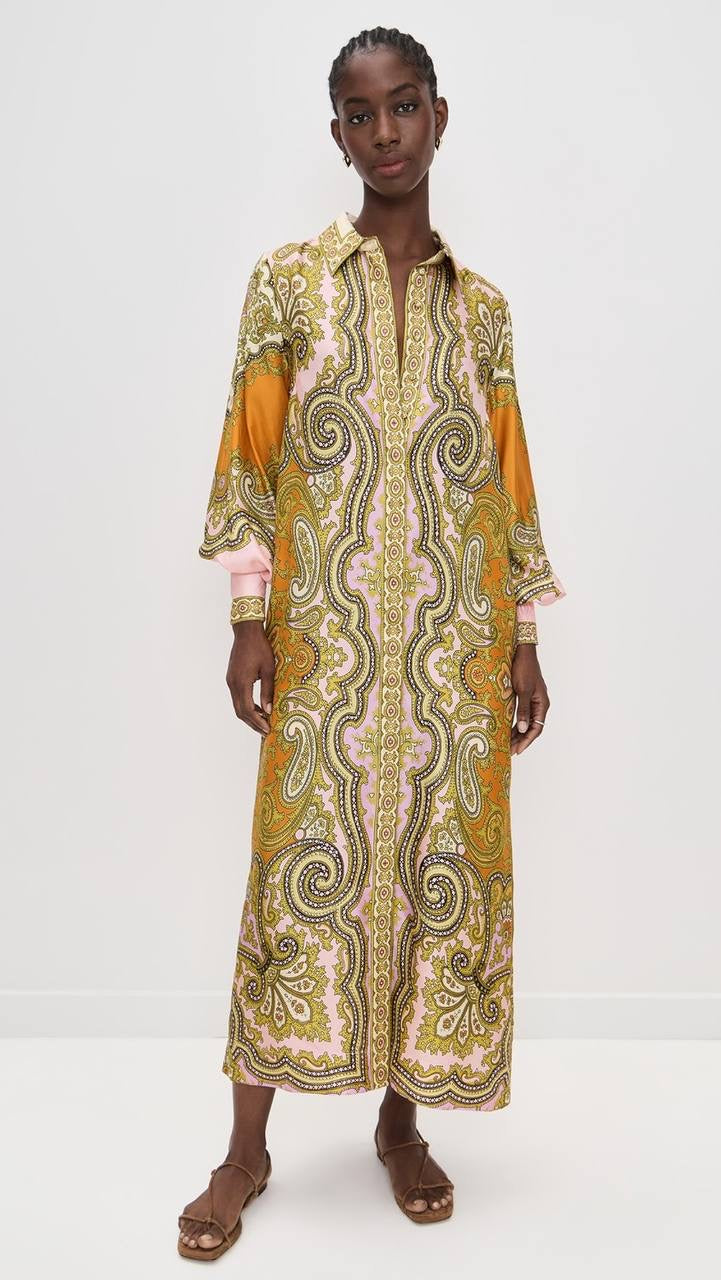 ALM Clemenza Silk Shirtdress Midi Dress