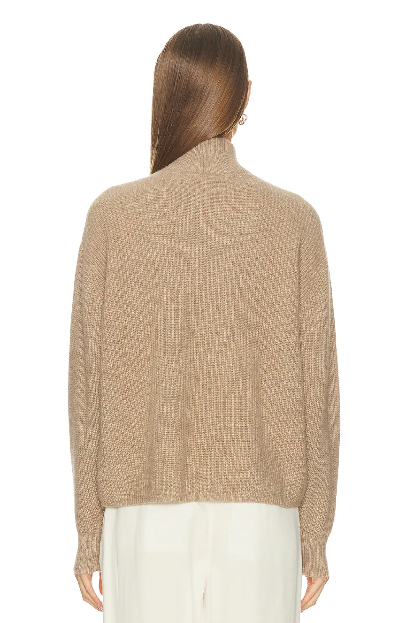 JK Cashmere Half-Zip Pullover Sweater in Undyed Stoned
