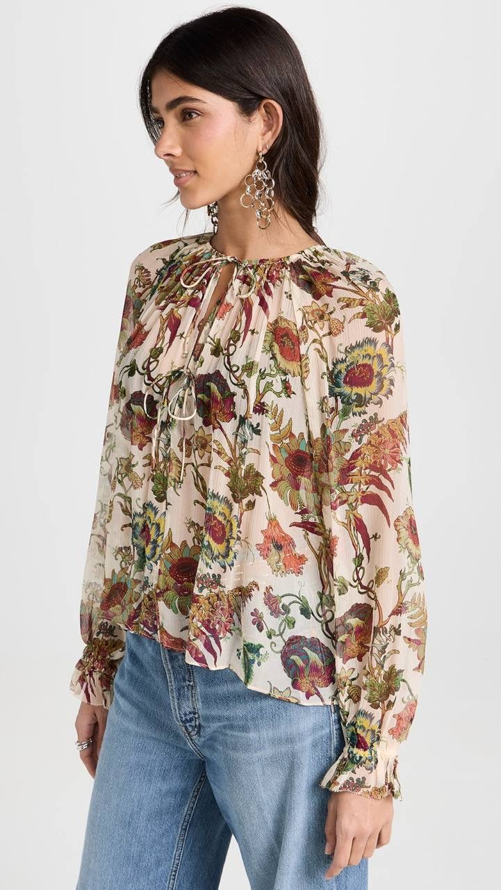 UJ Bernadette Silk Long Sleeve Blouse Top