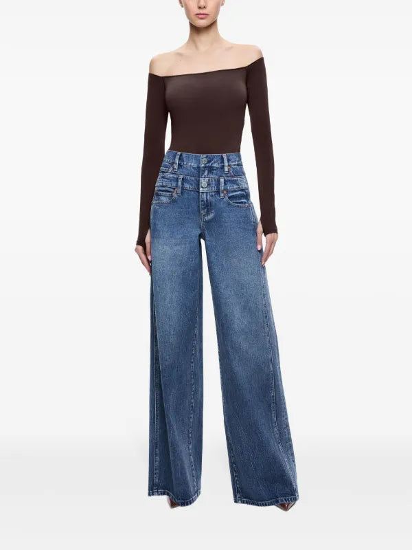 AO Double Waistband Wide Leg Jeans Pants