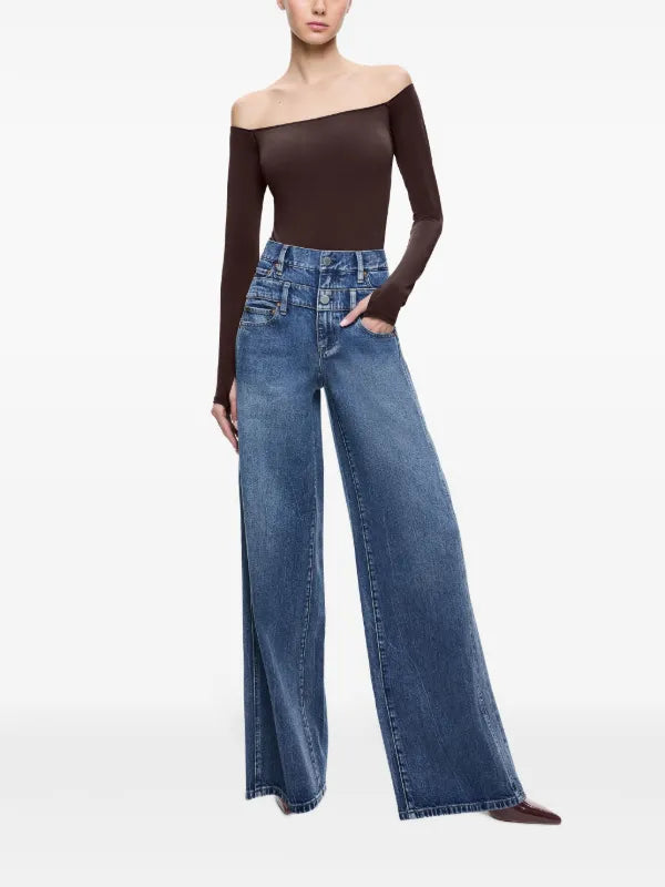 AO Double Waistband Wide Leg Jeans Pants