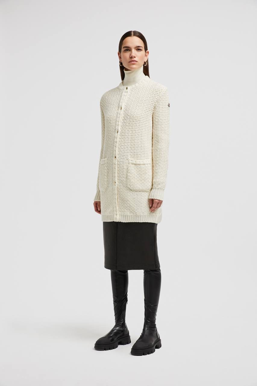 MC Mixed Media Padded Down Wool-Cotton Long Cardigan