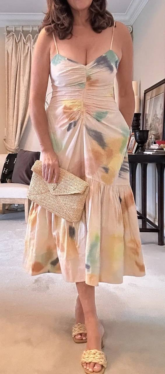 2 Colors! ALC Lindsey Ruched Cotton-Blend Midi Dress