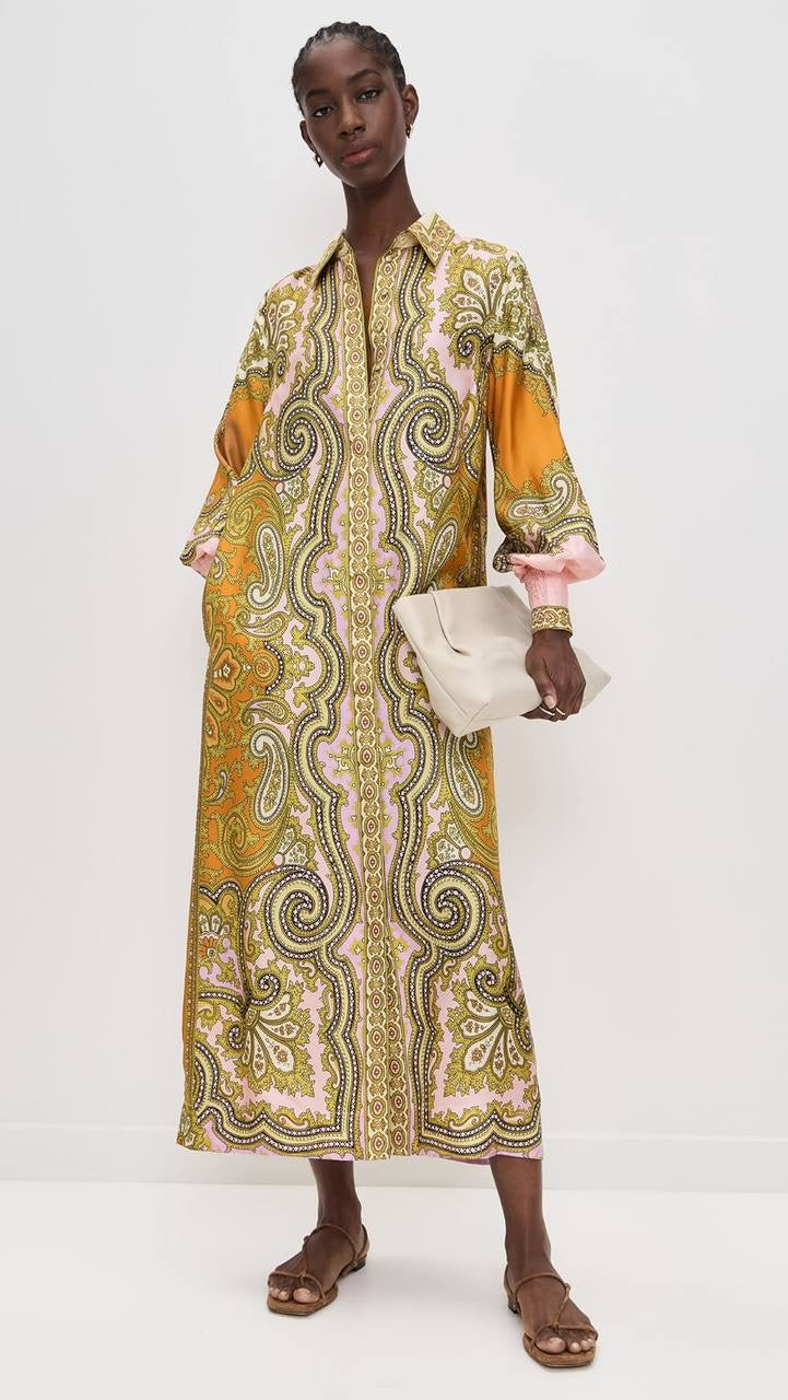 ALM Clemenza Silk Shirtdress Midi Dress