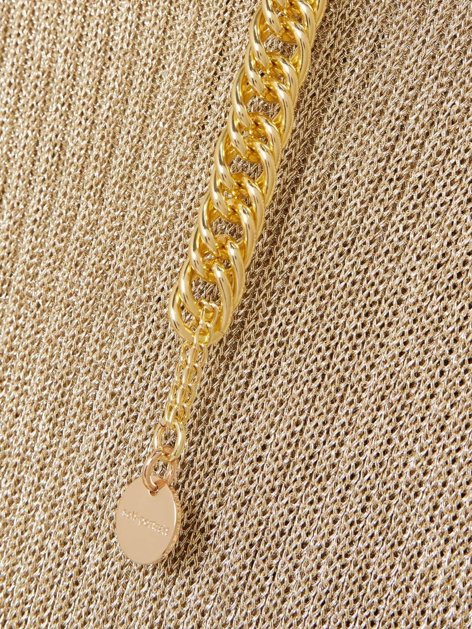 SP Gold Lurex Ribbed Knit Long Sleeved Top | Ruffle Hem Mini Dress