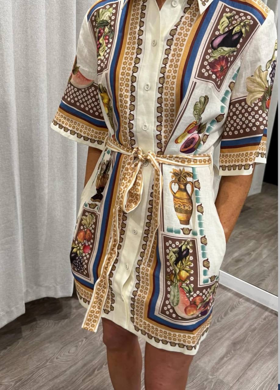 ALM Mercado Linen Shirtdress Mini Dress