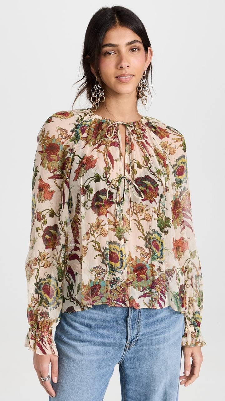 UJ Bernadette Silk Long Sleeve Blouse Top