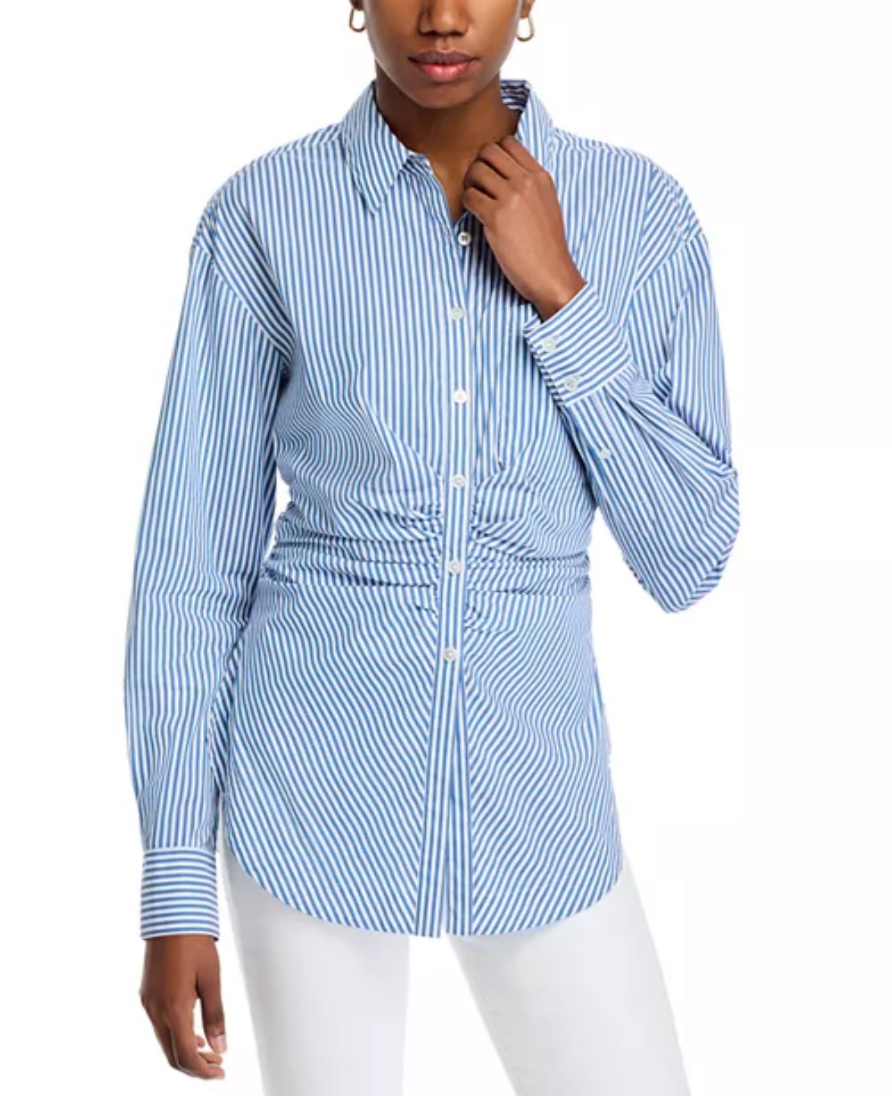 VB Bosco Ruched Cotton Blend Shirt Top