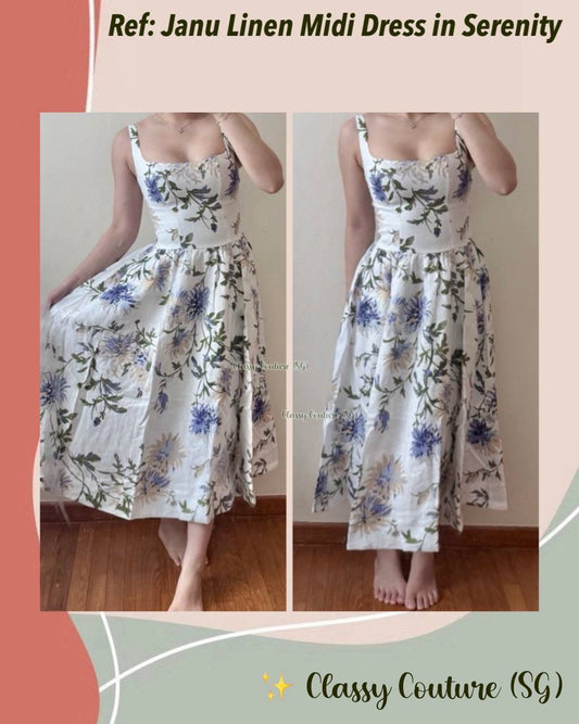 Ref Janu Linen Midi Dress in Serenity floral