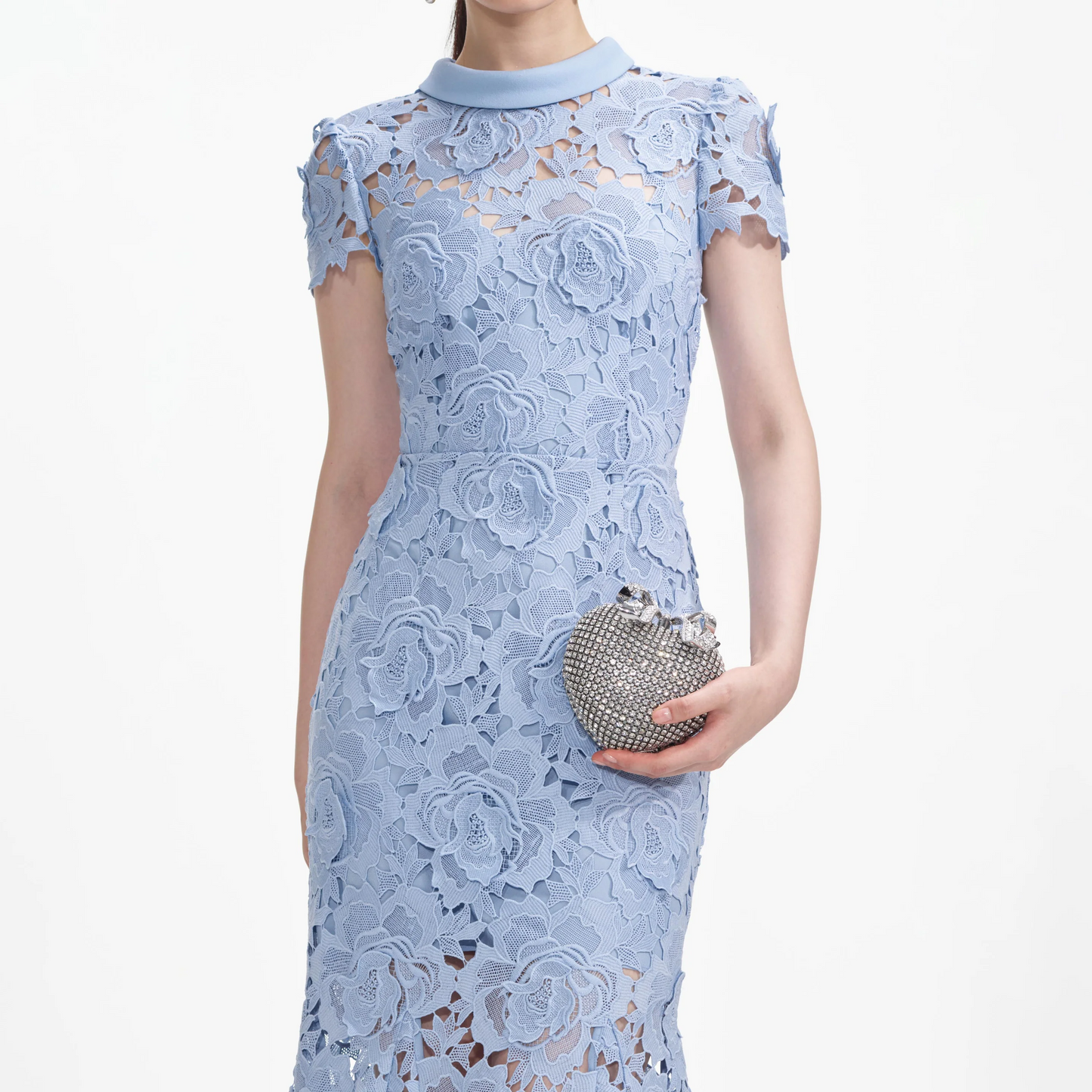 SP Blue Flower Lace Mini Dress | Contrast Collar Midi Dress