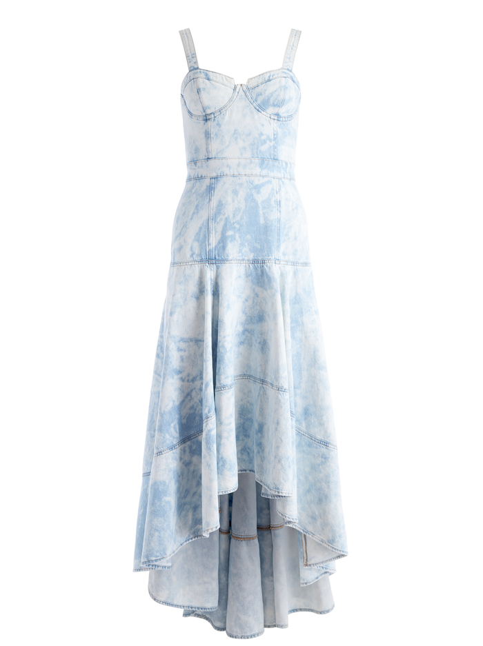 SALE! AO Donella Denim Bustier High Low Midi Maxi Dress