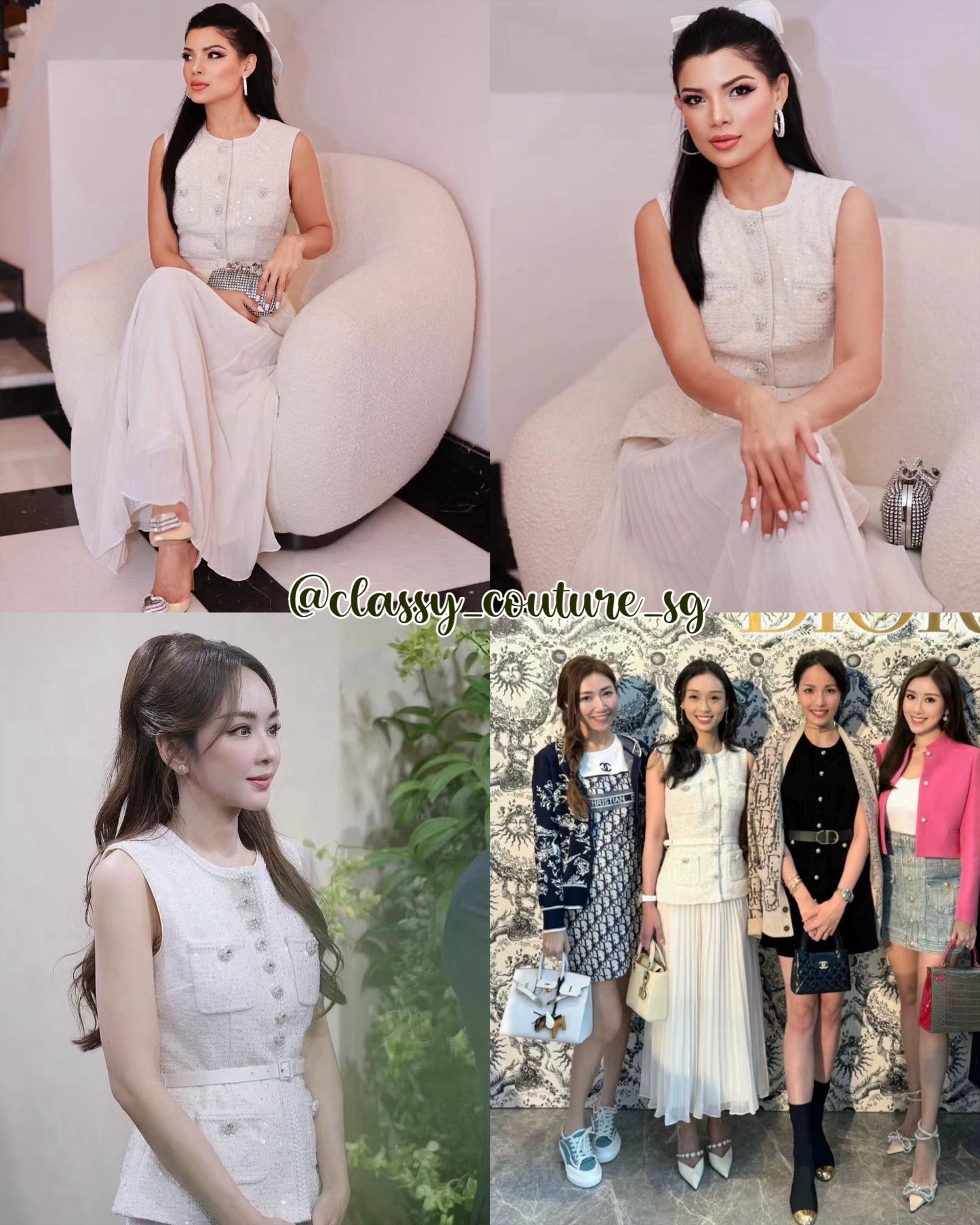 SP Cream Sequin Boucle Tailored Midi Dress