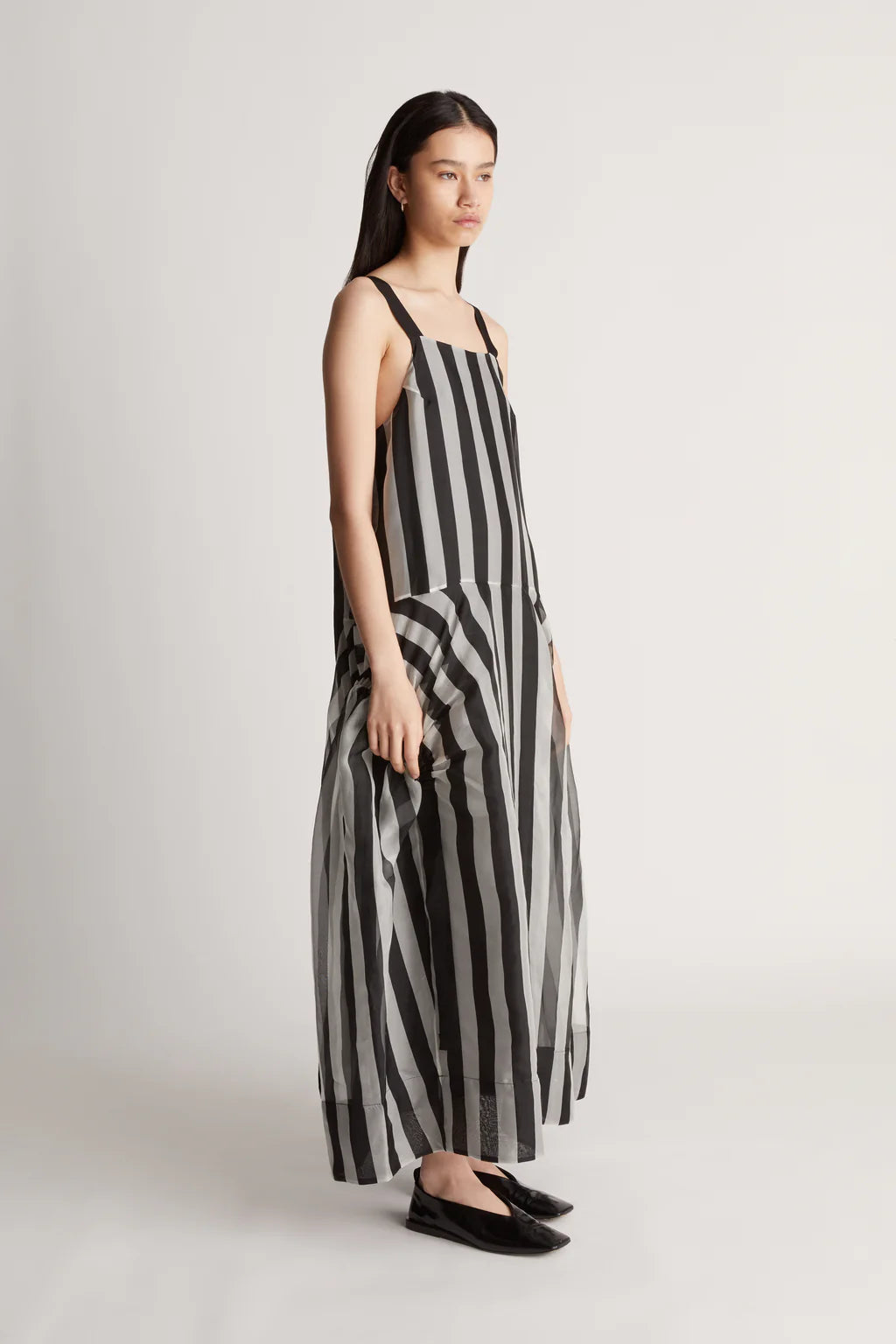 LM Marlow Silk Sheer Shirt | Apron Midi Dress