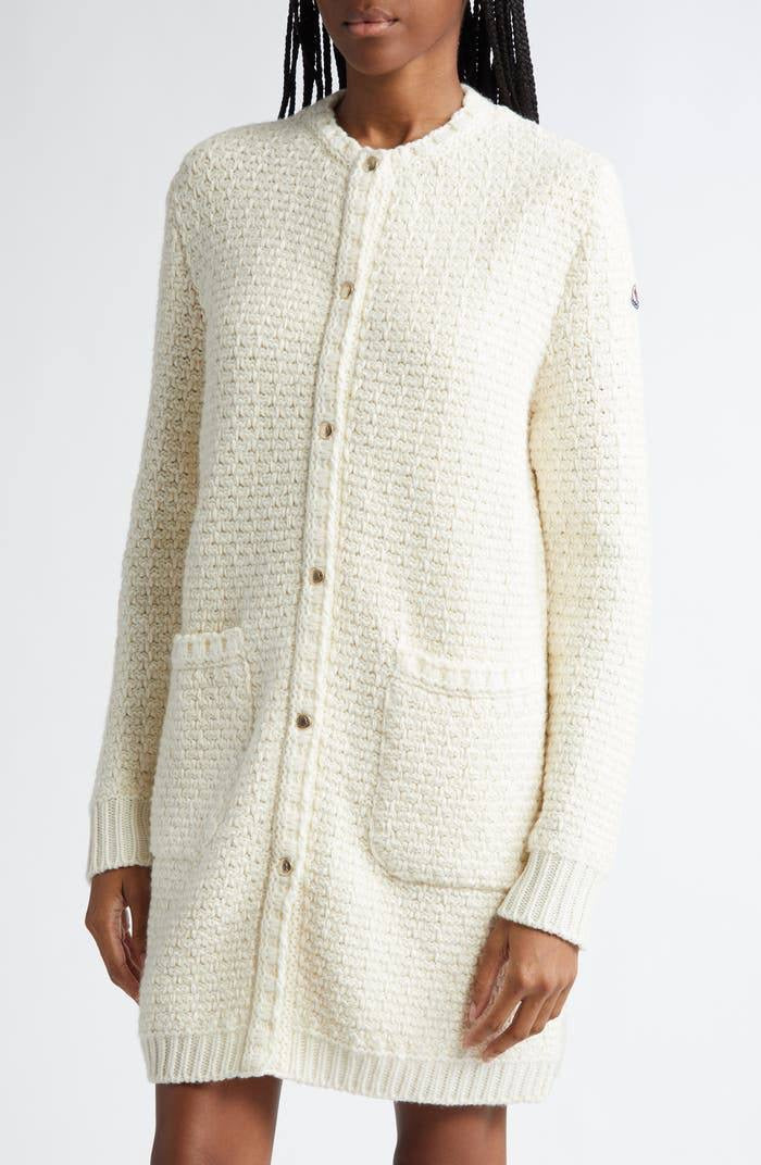 MC Mixed Media Padded Down Wool-Cotton Long Cardigan