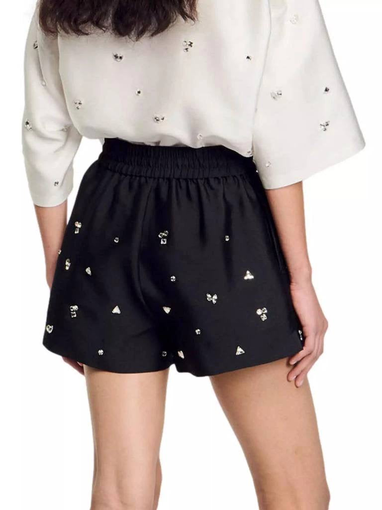 SD Onyx Rhinestone Wide-Leg Drawstring Shorts