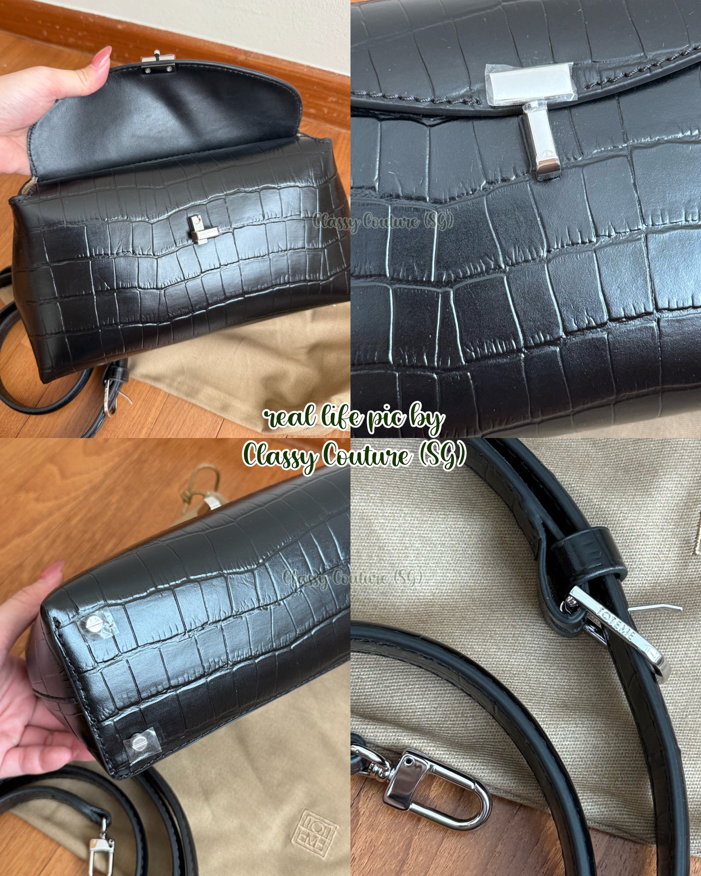 Tot T-Lock crocodile-effect leather clutch bag
