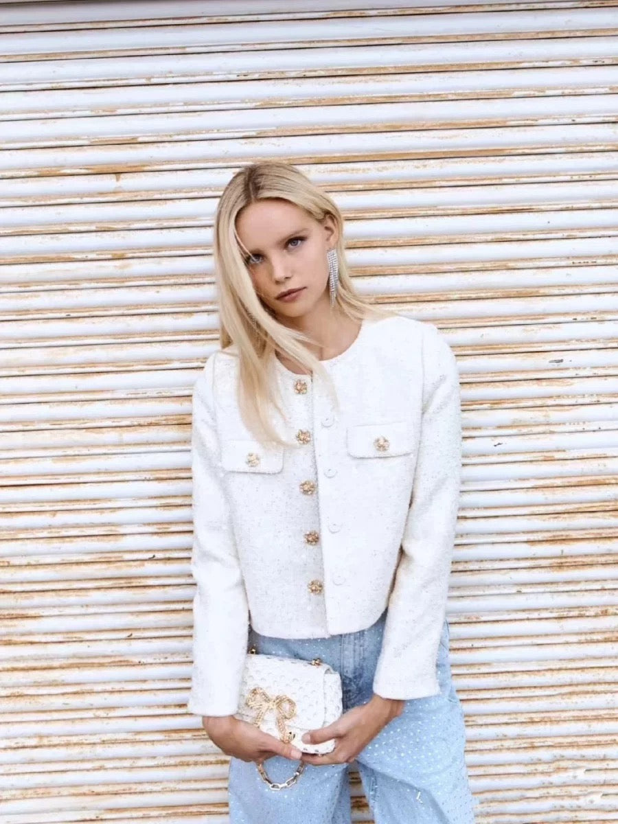 SP Ivory Sequin Boucle Mini Dress | Jacket | Set
