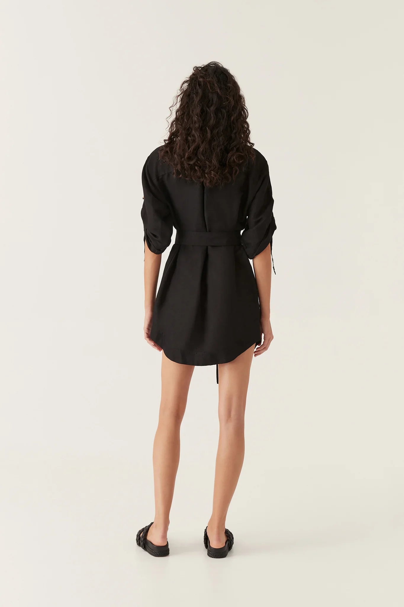AJ Signal Logo Shirt Linen-Rayon Mini Dress