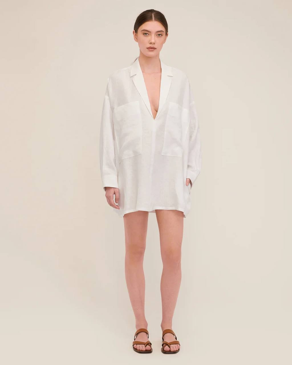 MW Amanda Blazer Linen Tunic Mini Shift Dress