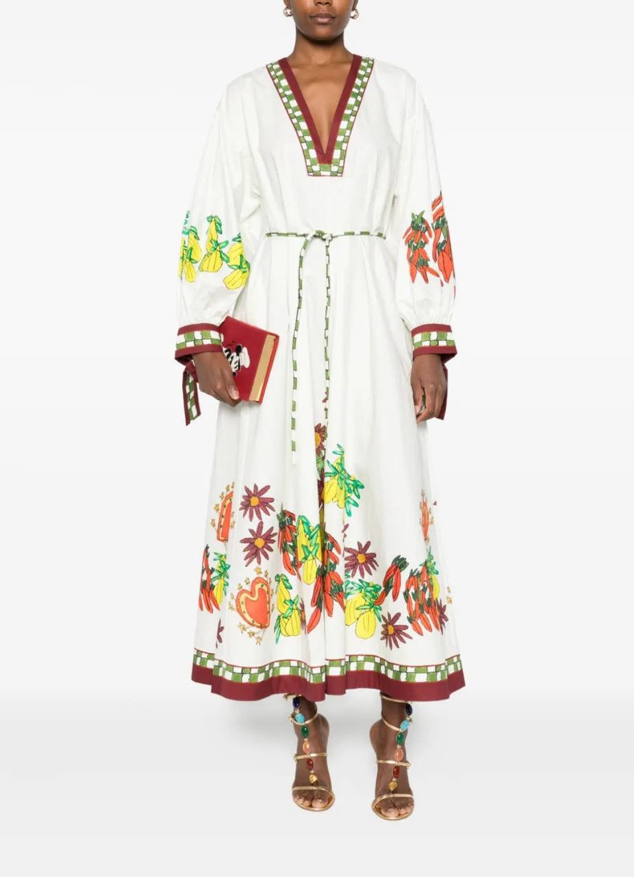 ALM Katerina V Neck Cotton Midi Dress