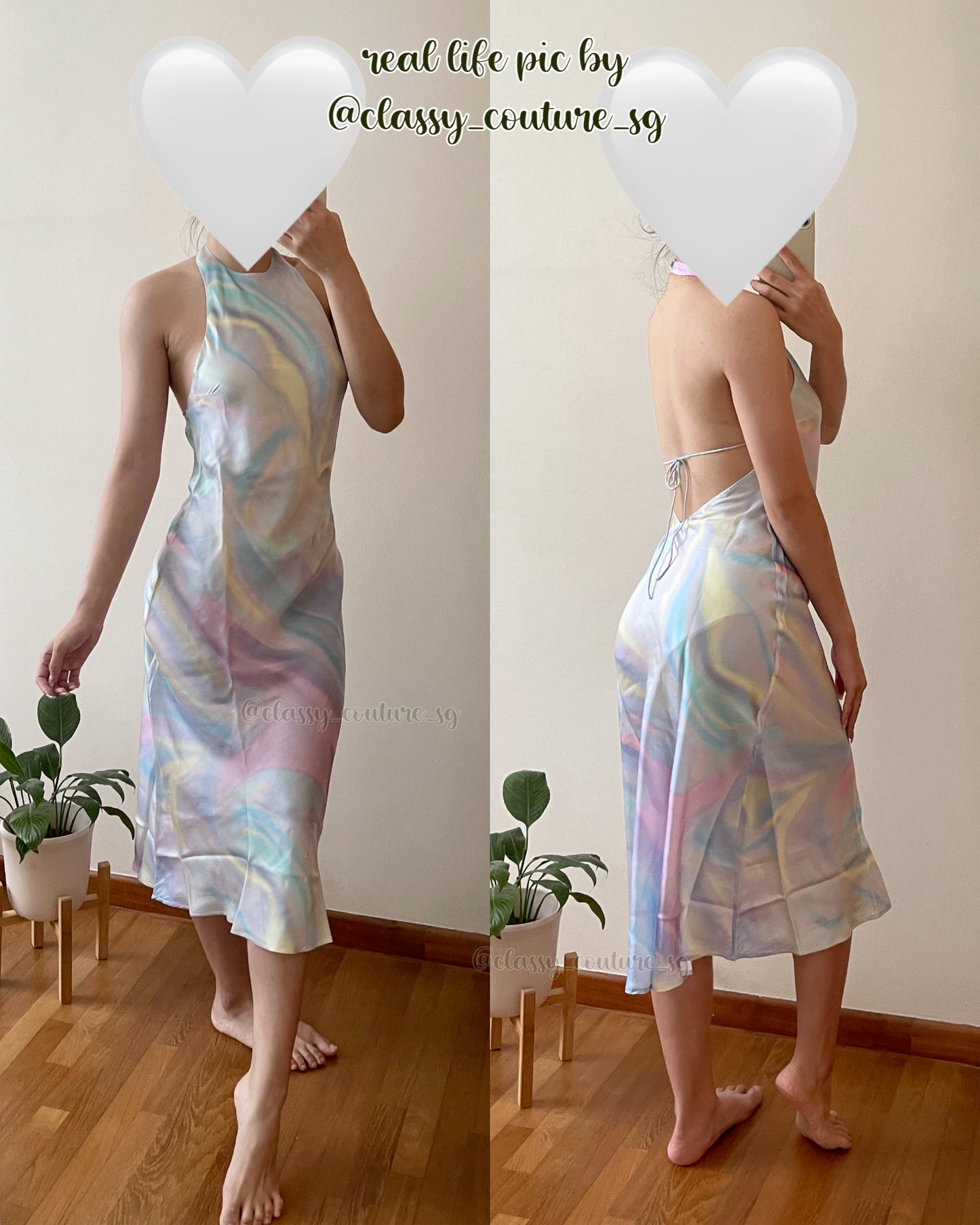 SL Halter Silk Midi Dress