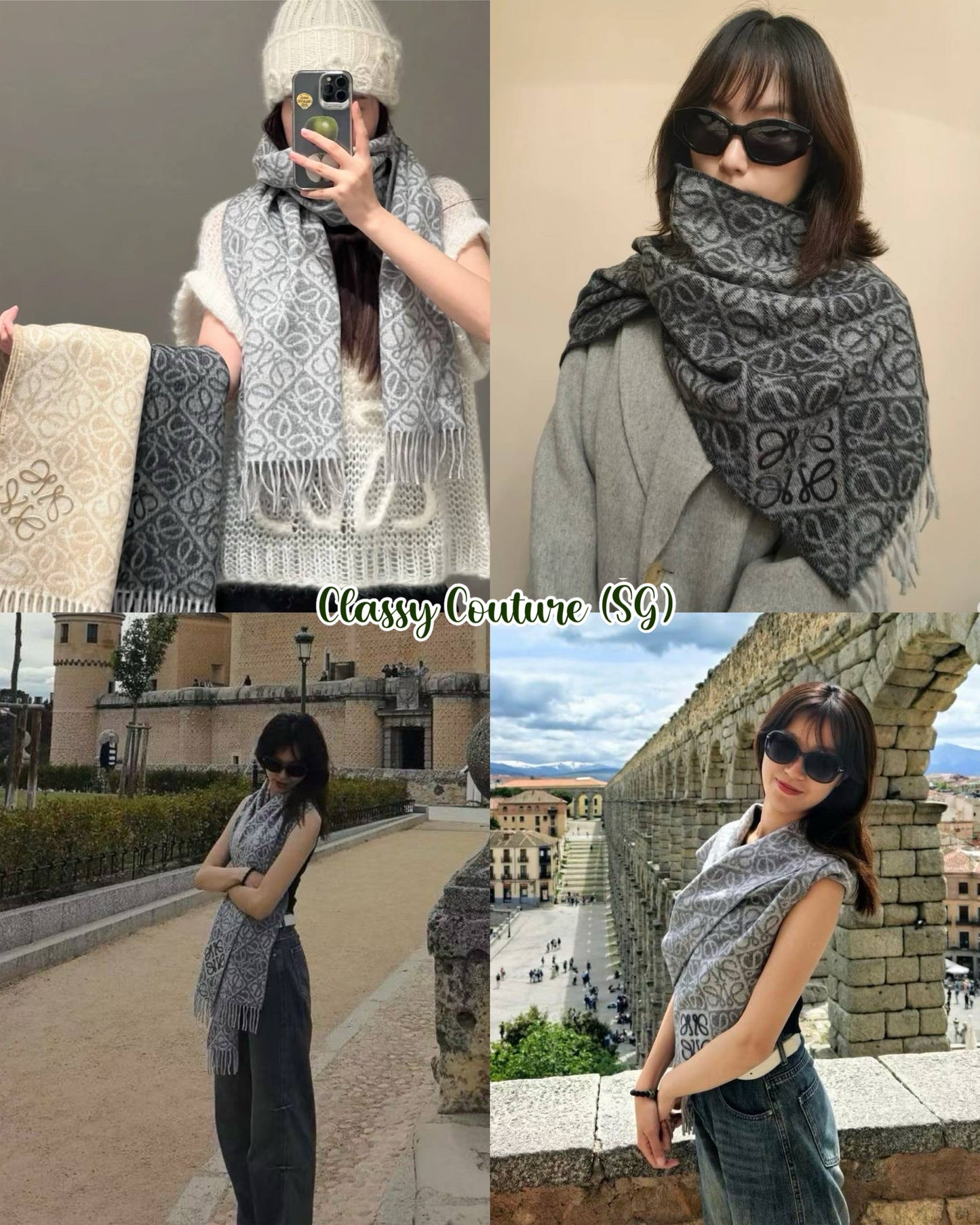 LW Anagram Scarf in Wool and Cashmere 180x38cm