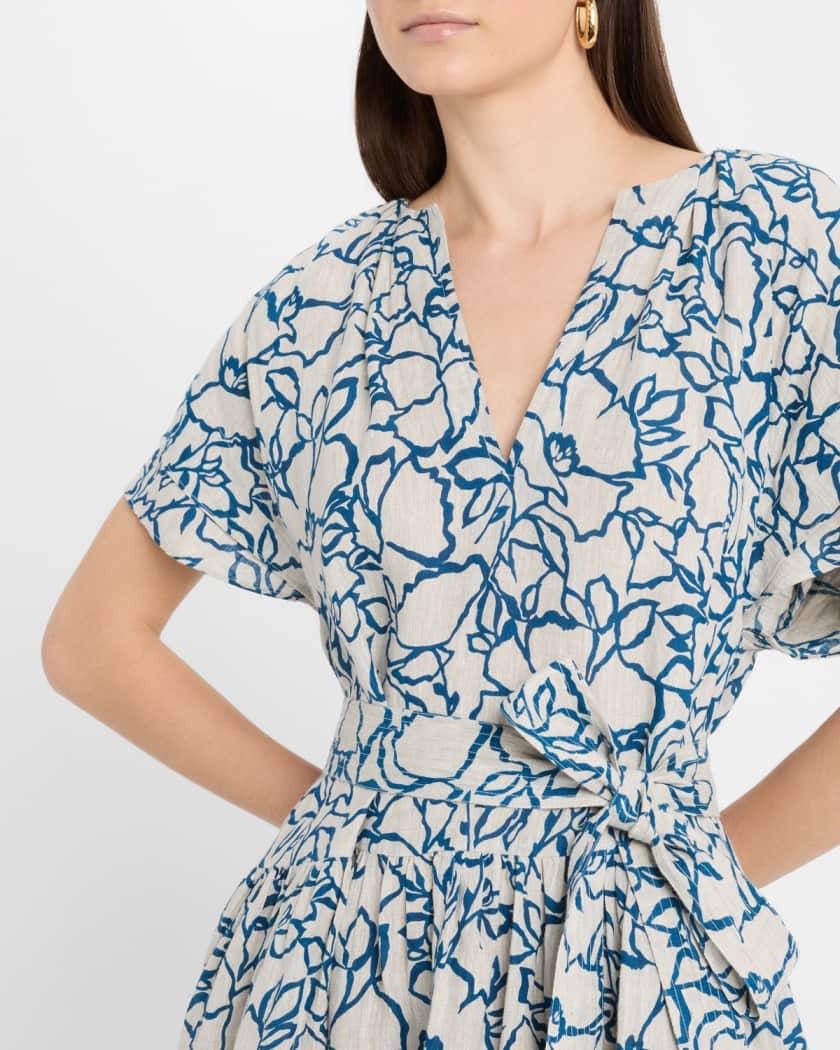AA Morgan Linen Mini Dress in Lace Floral Flax