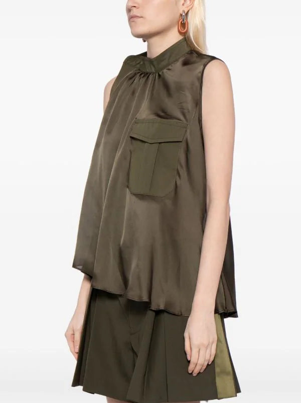SC Asymmetric Satin Blouse Top