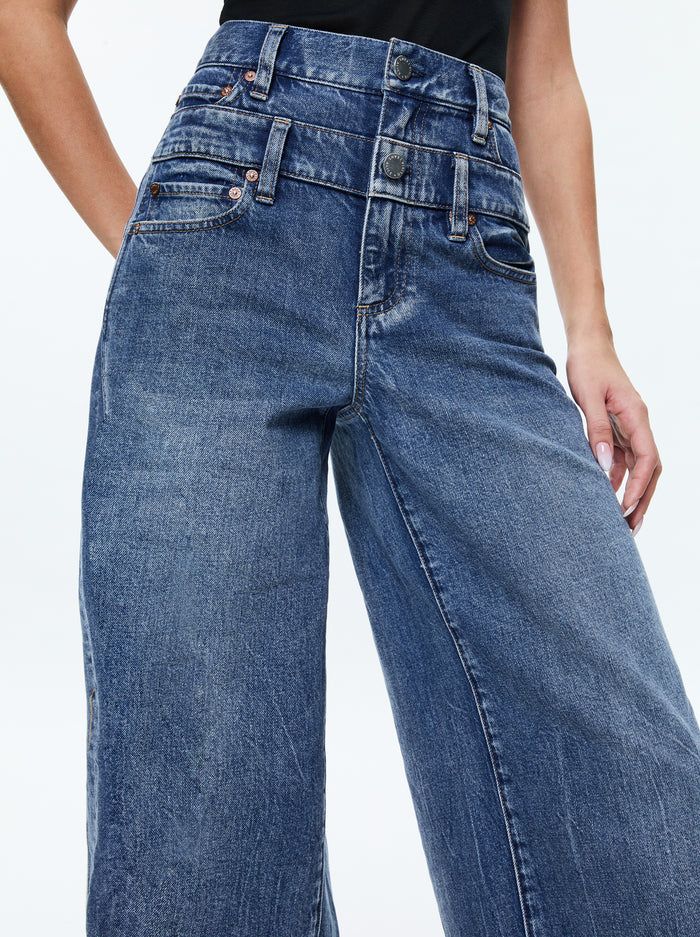 AO Double Waistband Wide Leg Jeans Pants