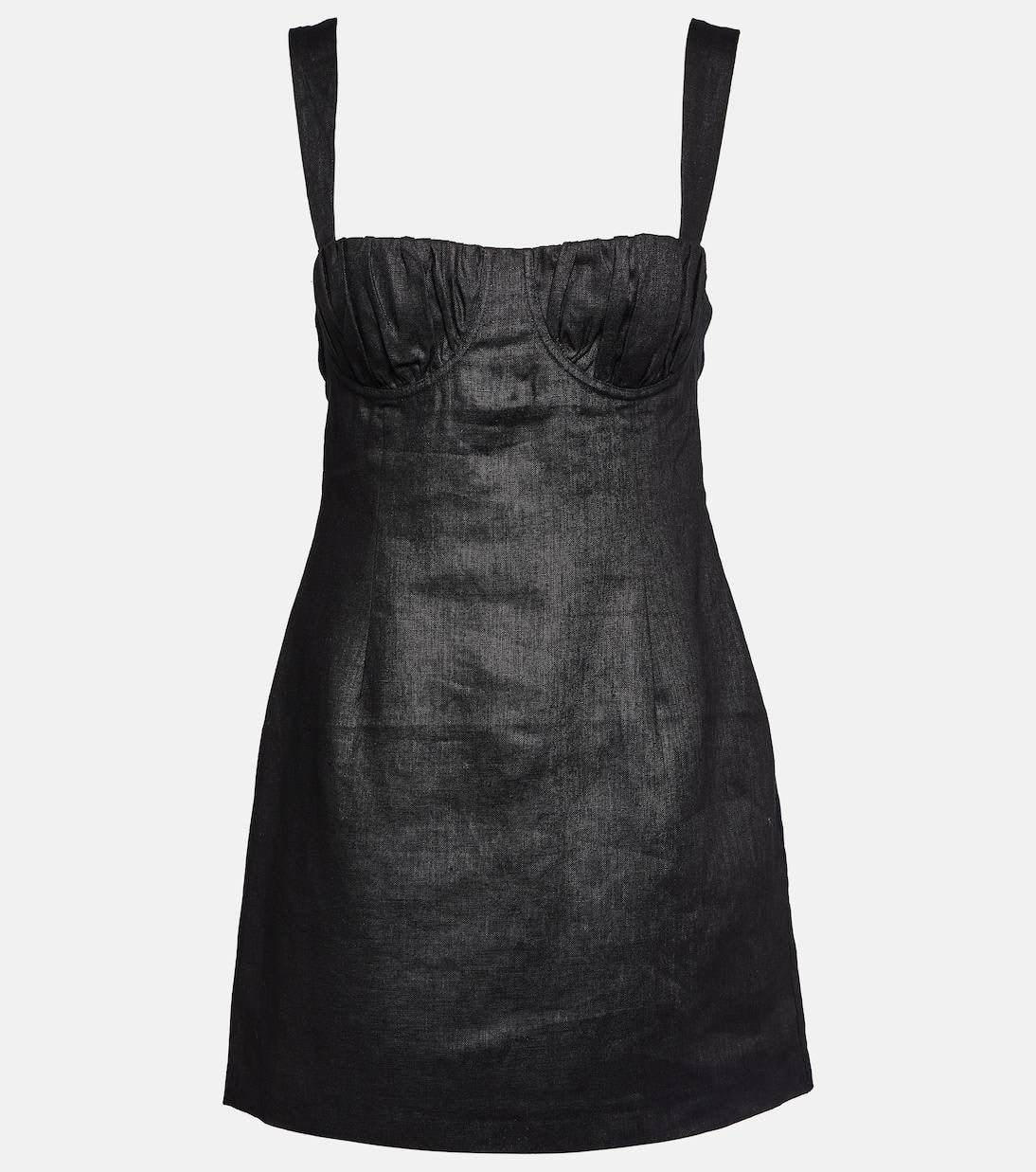 STL Bettina Linen Mini Dress in Black