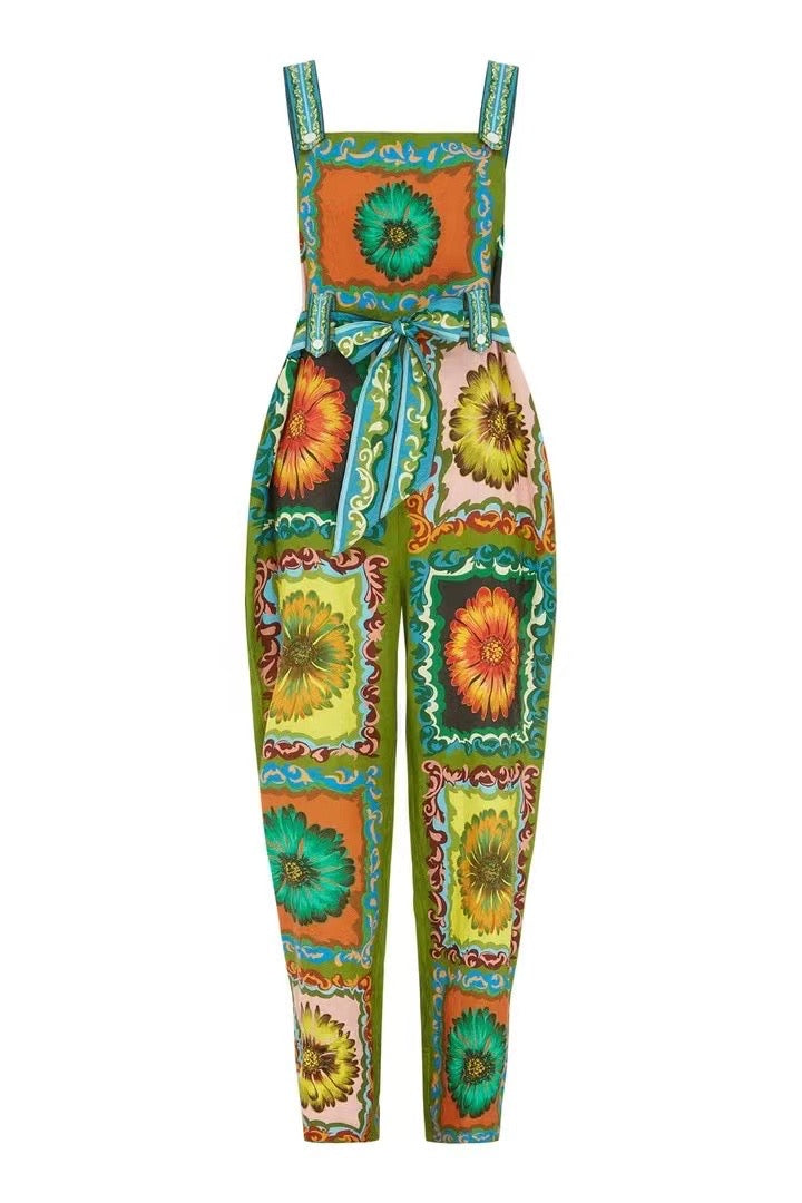ALM Disco Daisy Linen Jumpsuit Overalls