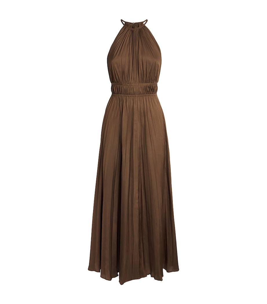 MJ Pleated Halter Neck Midi Dress