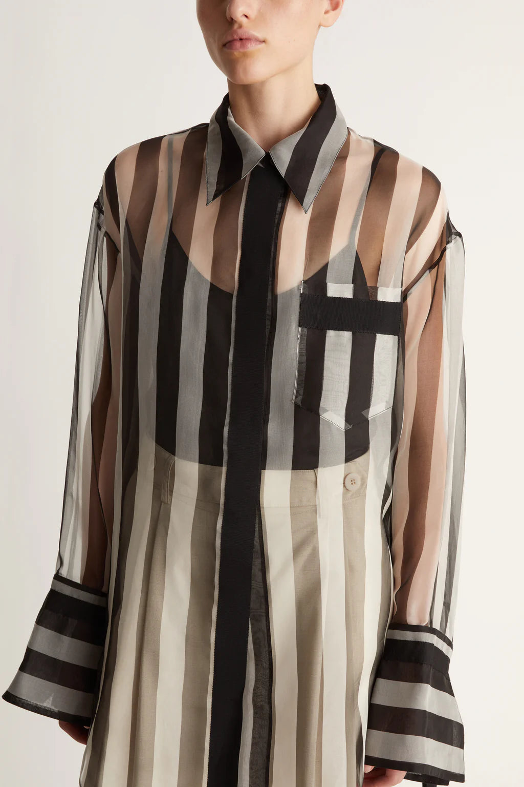 LM Marlow Silk Sheer Shirt | Apron Midi Dress