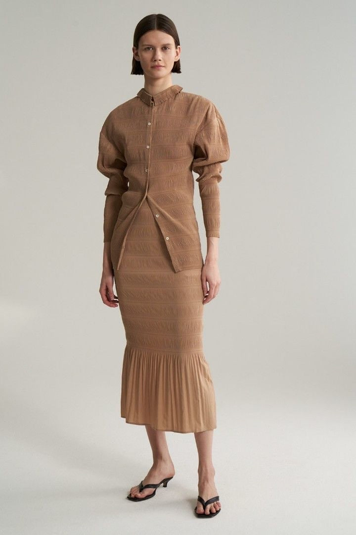 Tot Anzi Pleated Top | Ardenza Midi Skirt | blouse set