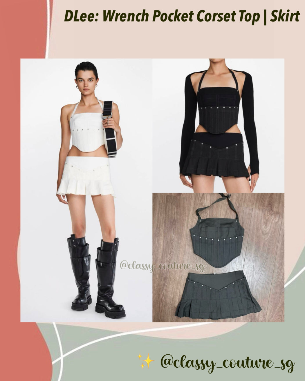 DLee Wrench Pocket Corset Halter Top | Mini Skirt | Set