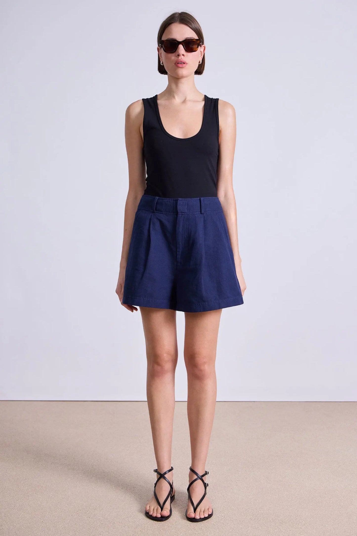 AA Bari Short Cotton-Linen High-Waist Shorts
