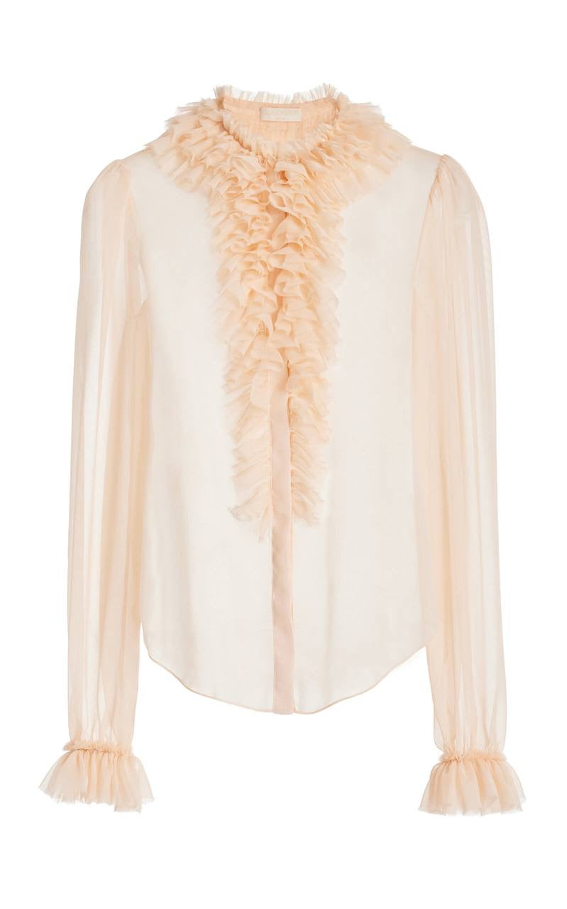 UJ Nicola Silk Chiffon Long Sleeve Blouse Top