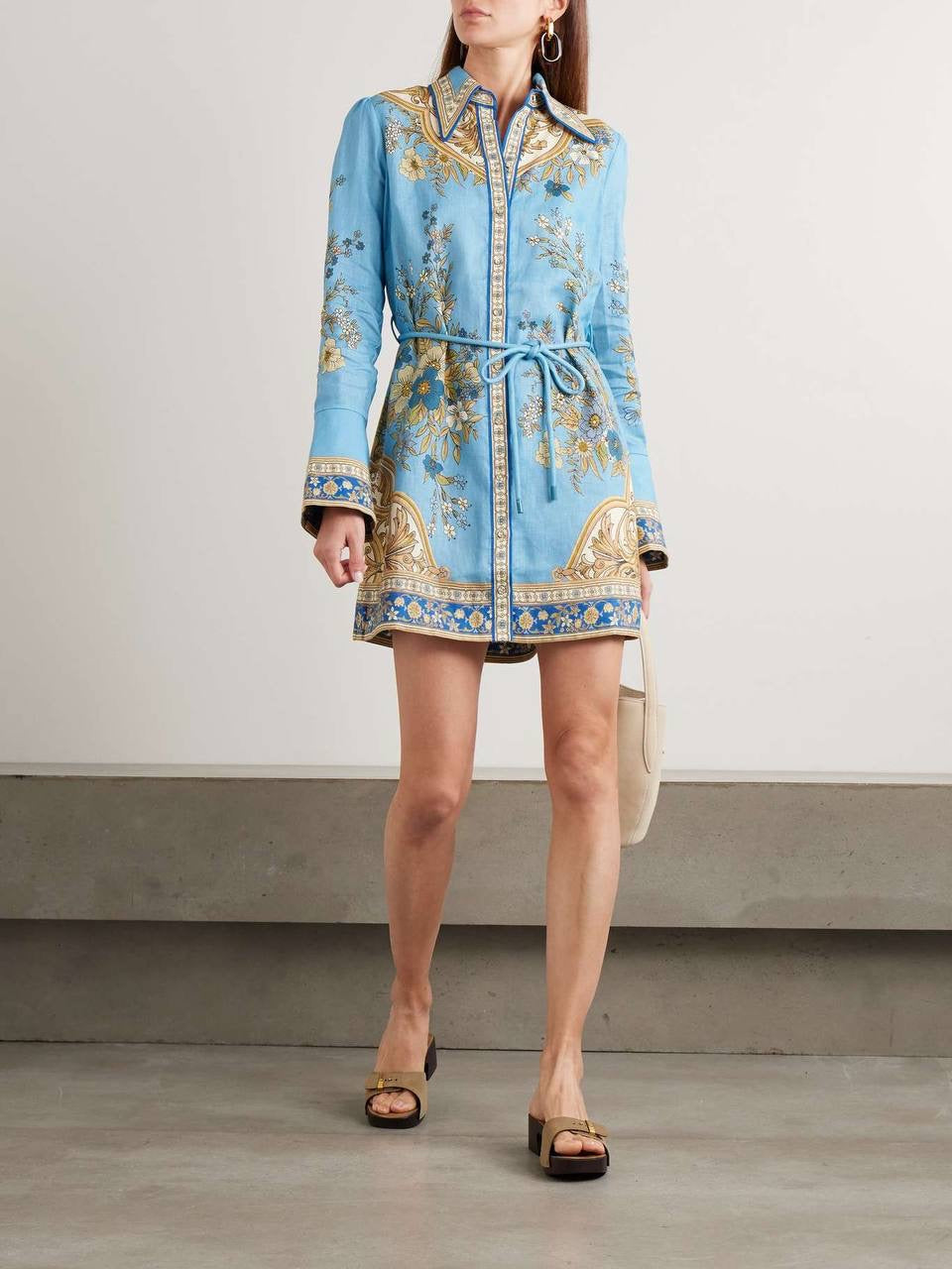 ALM Cassie Floral Linen Mini Dress